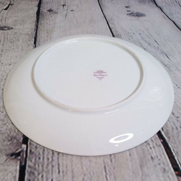 Creative Fine China Royal Elegance Luncheon Plate – 9" Gray Floral Silver Trim - Picture 8 of 9